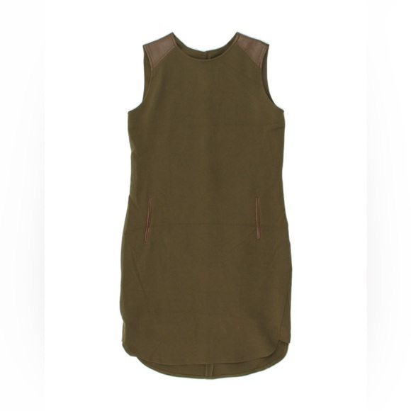 Massimo Dutti Dresses & Skirts - BNWT Massimo Dutti Sage Green Sleeveless Dress with Leather Details Size XS